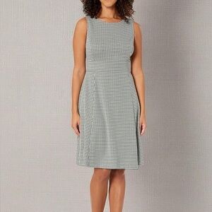 New York & Company Black and White Grid Midi Dress